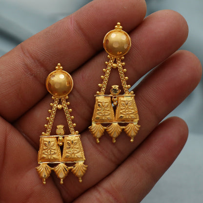 solid pure 22k gold earrings Dangle Jewelry, indian gold earrings jewelry,
