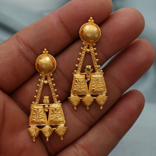 solid pure 22k gold earrings Dangle Jewelry, indian gold earrings jewelry,