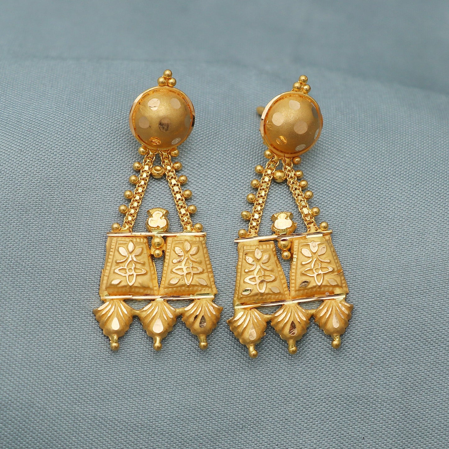 solid pure 22k gold earrings Dangle Jewelry, indian gold earrings jewelry,