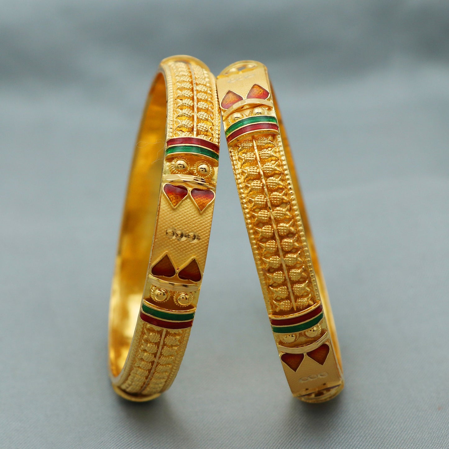 Pure 22k gold bangle bracelet, Indian gold bangle jewelry, wedding bridal jewelry K2693