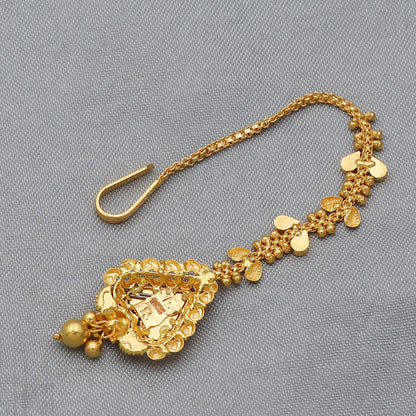 22k Yellow Gold Tikka Jewelry , Handmade design Indian gold Head Jewelry,