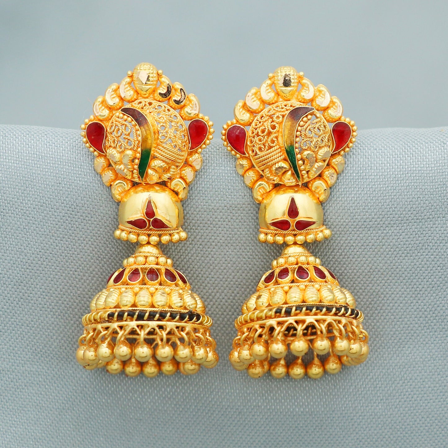 vintage big real hallmarked 22k Gold Earrings