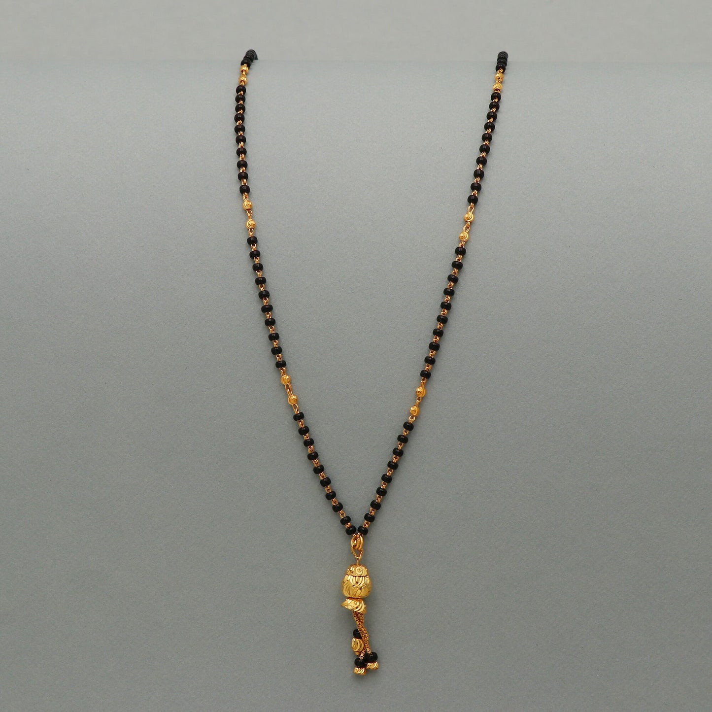 22k gold chain mangalsutra necklace with gold beads and black beads, Indian Wife Jewelry gift