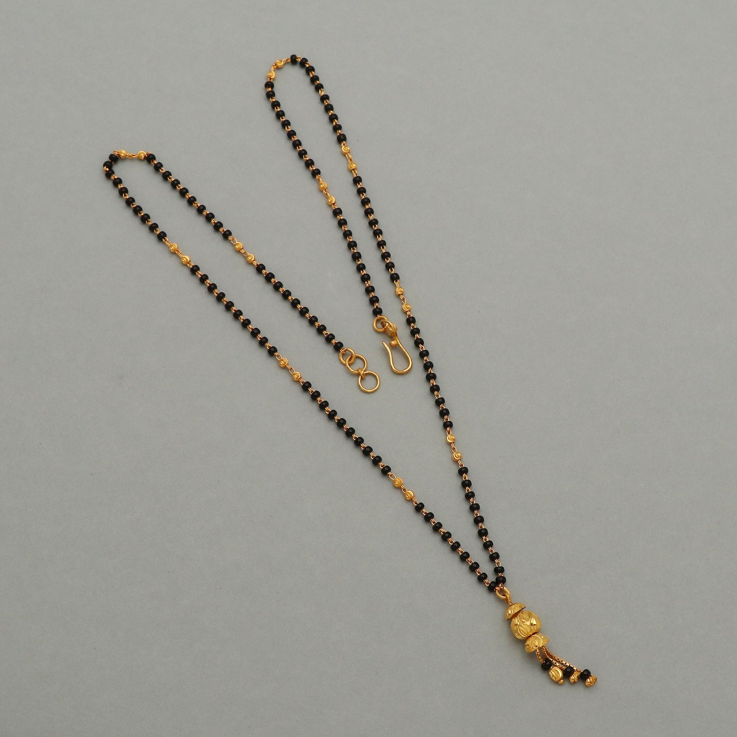 22k gold chain mangalsutra necklace with gold beads and black beads, Indian Wife Jewelry gift