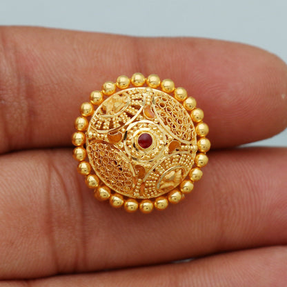 22k Yellow Gold mang tikka Jewelry , Handmade Yellow gold Borla for women, Handmade design indian gold Head Jewelry