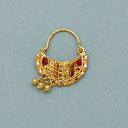 22kt gold nose ring nath, indian gold earrings, solid nose ring jewelry for gift