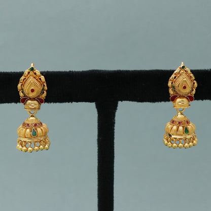 22k Gold Earrings Jhumka jewelry , handmade vintage Pure Traditional wedding indian style WEDDING Dangle Jhumki Earrings Chandelier