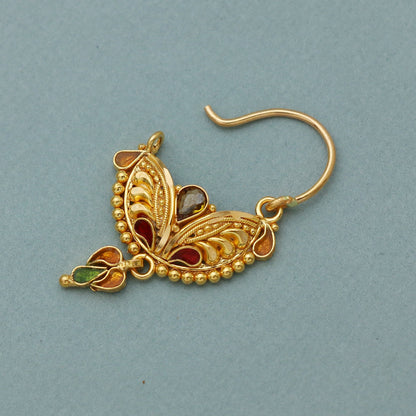 22k 22kt 22ct gold nose rings indian wedding style jewelry, Intricate Design