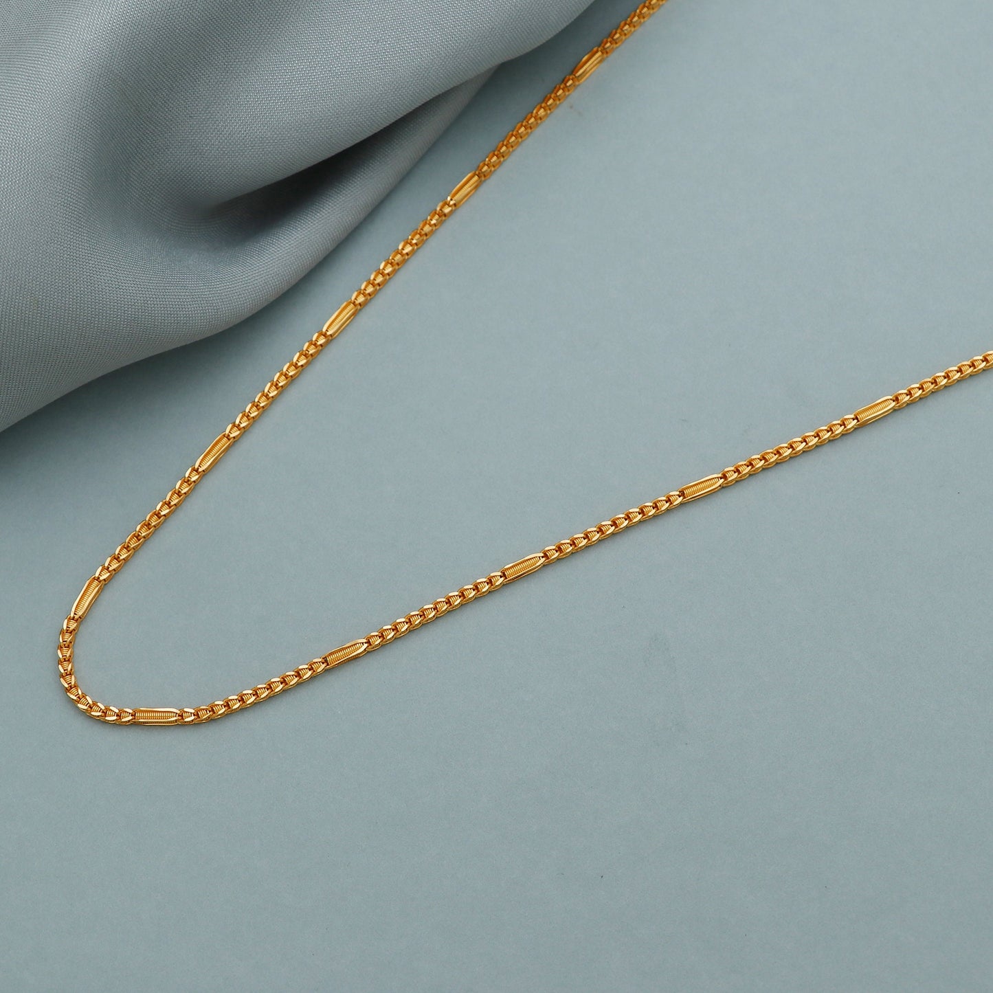 22k Yellow Gold Chain Necklace: Handmade Indian Jewelry