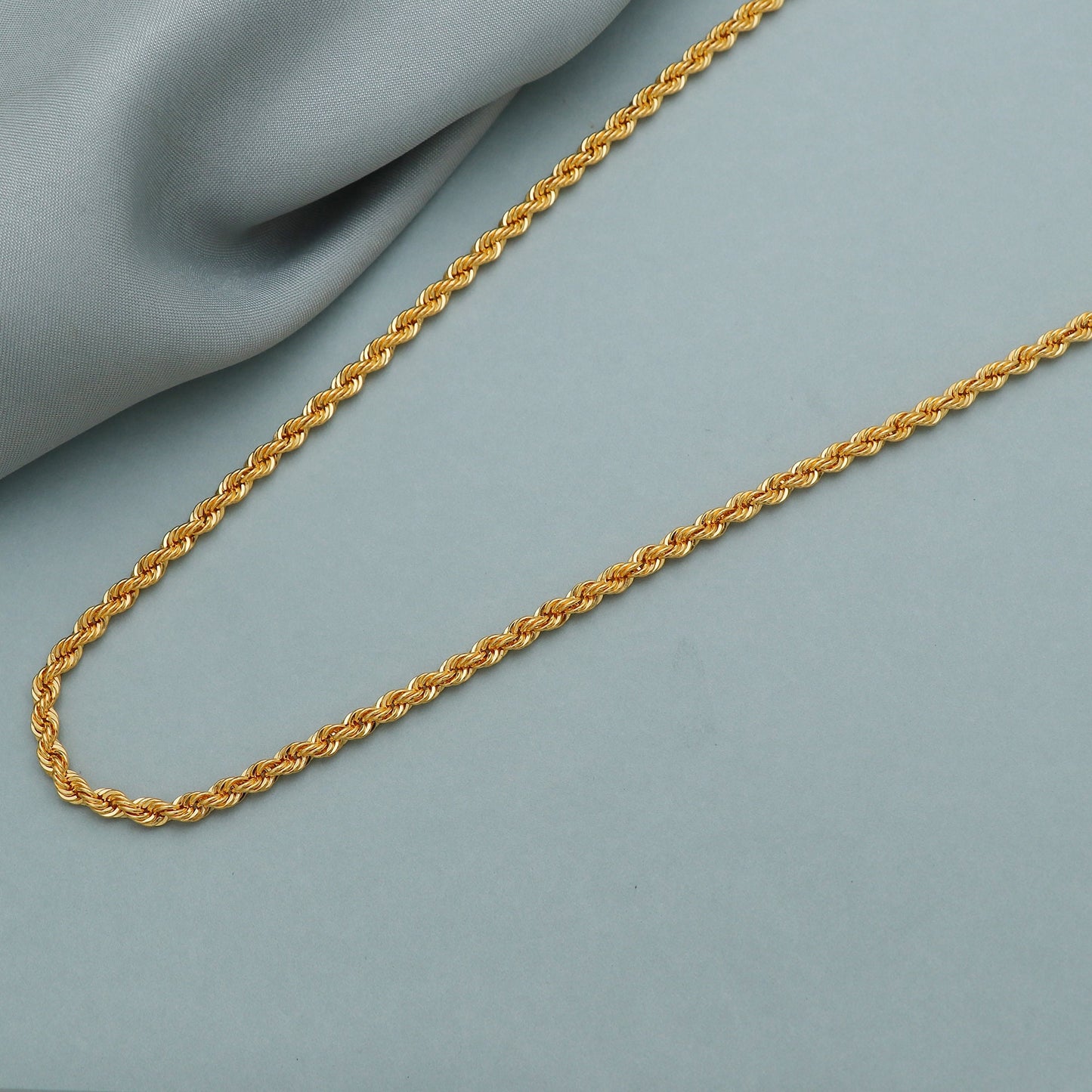 4mm Rope 22k Gold handmade Real Gold Indian Necklace Twisted Chain Jewelry