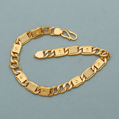 Classic 22k Yellow Gold Flat Bracelet Handmade Jewelry, Hand Carved Gold Bracelet Jewelry for Gift,