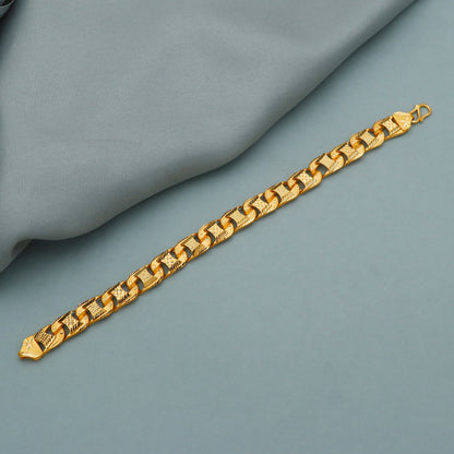 Handcrafted 22k Yellow Gold Bracelet, Stylish Design, Men's Jewelry