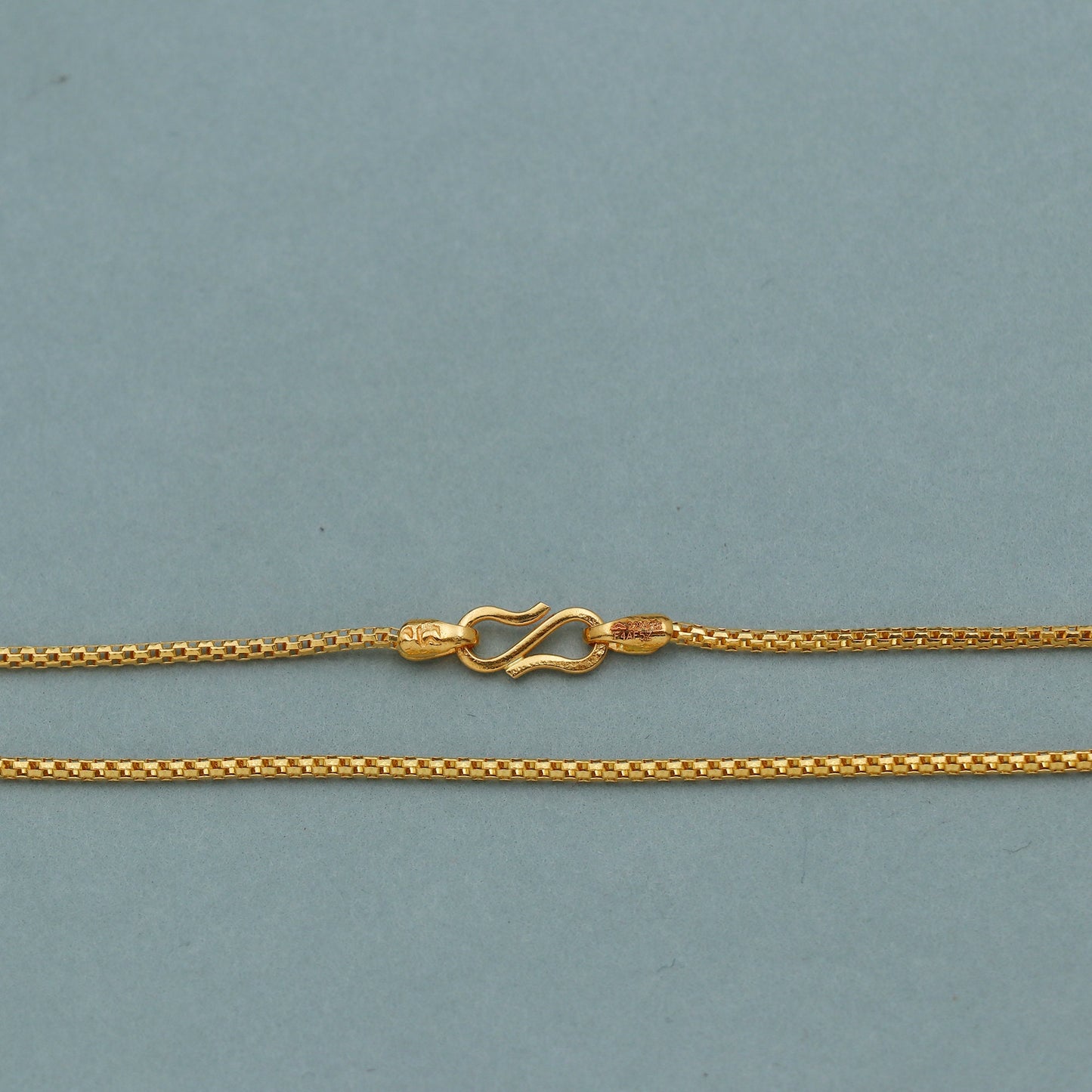 1mm 22k Gold Box Round Necklace Chain Indian Handmade Jewelry for Gift, Dainty Real Gold Chain
