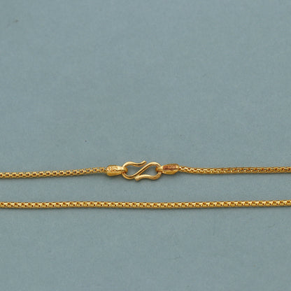 1mm 22k Gold Box Round Necklace Chain Indian Handmade Jewelry for Gift, Dainty Real Gold Chain