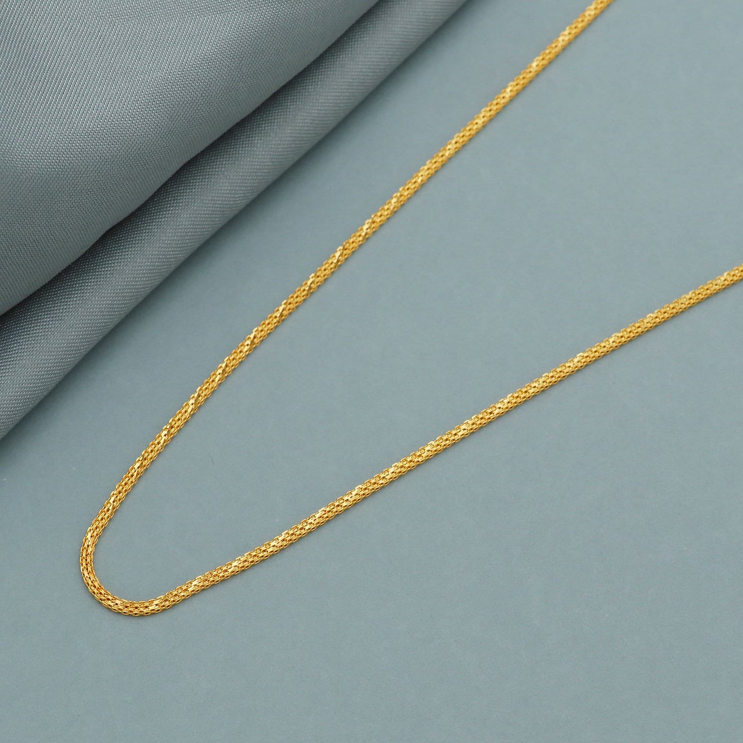 Handmade 22k Yellow Gold Curb Chain Necklace: Indian Jewelry