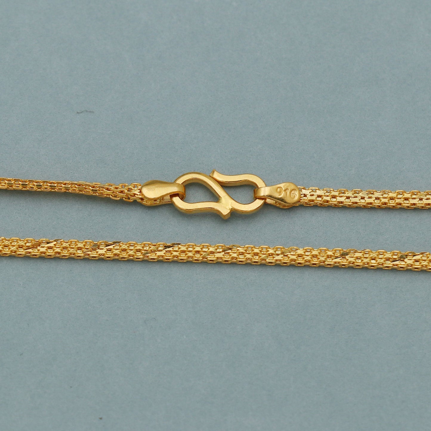 Handmade 22k Yellow Gold Curb Chain Necklace: Indian Jewelry