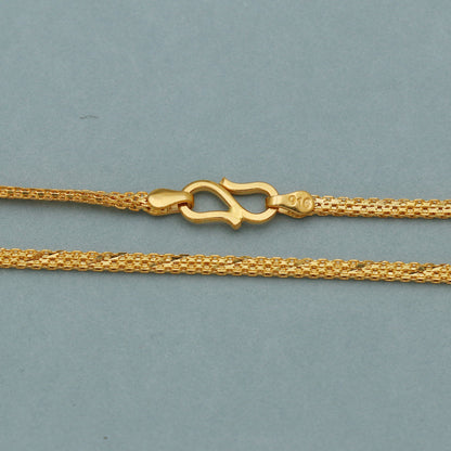 Handmade 22k Yellow Gold Curb Chain Necklace: Indian Jewelry