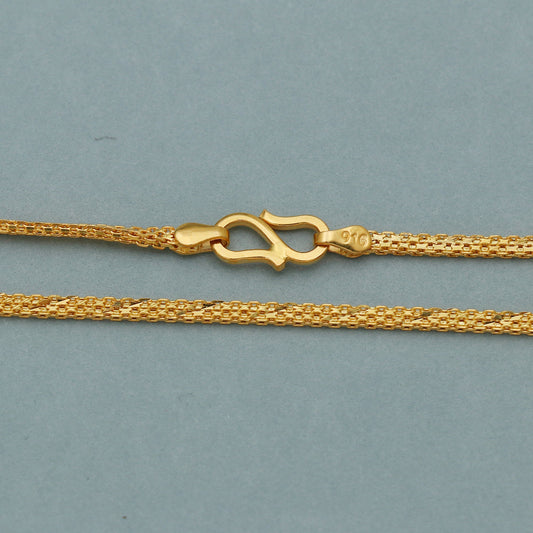 Handmade 22k Yellow Gold Curb Chain Necklace: Indian Jewelry