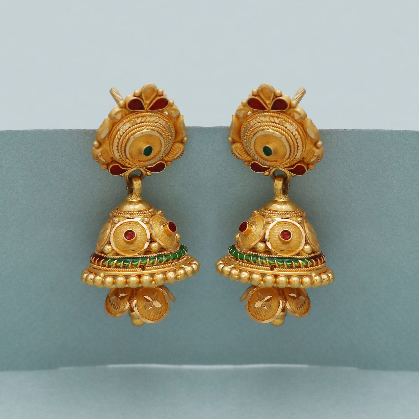 22k gold jhumki earrings handmade rajasthani jewelry for gift