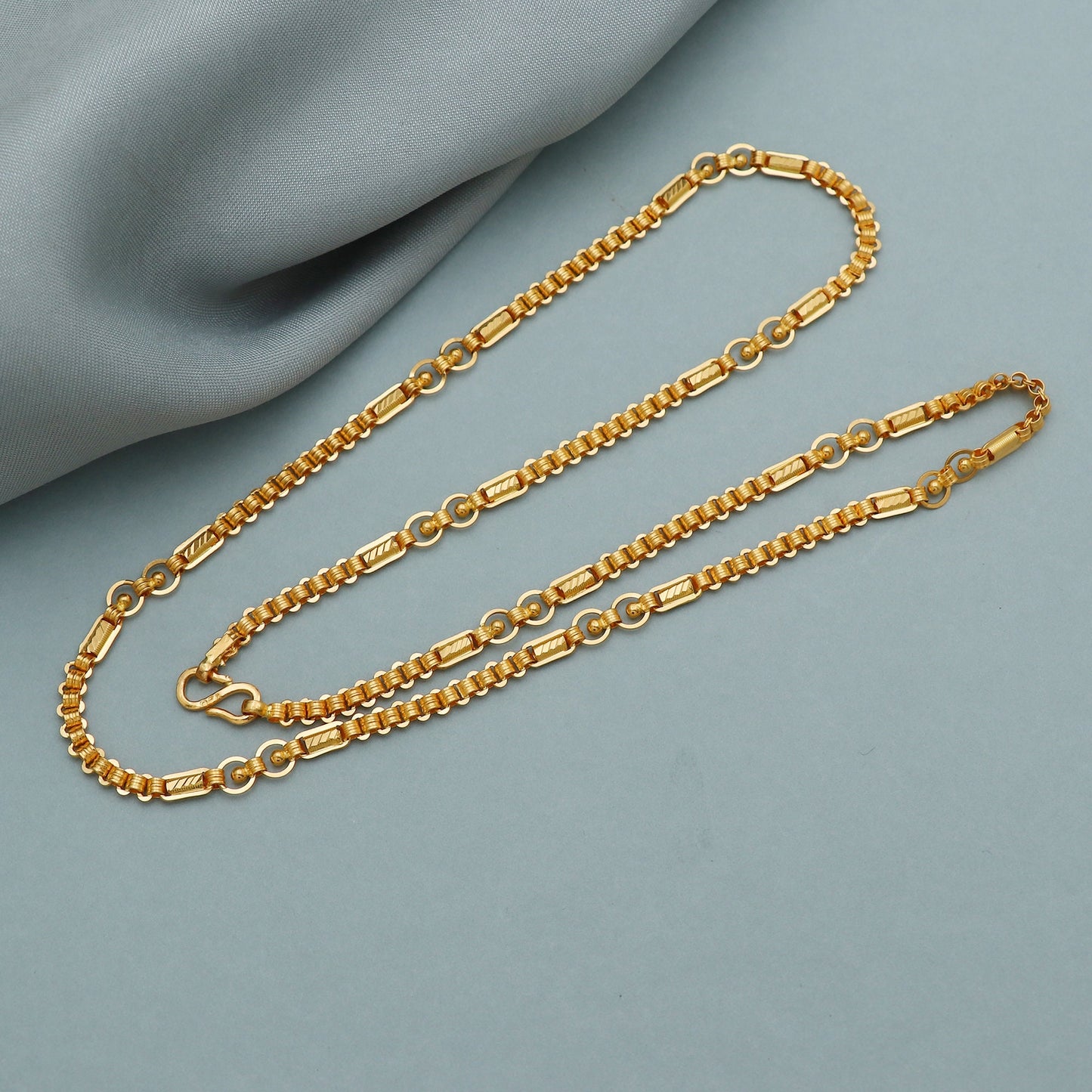 22kt 22k Yellow Gold Chain Necklace For men women Anniversary Wedding Gift , Indian Gold Handmade necklace Jewelry