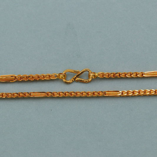 22k Yellow Gold Chain Necklace: Handmade Indian Jewelry