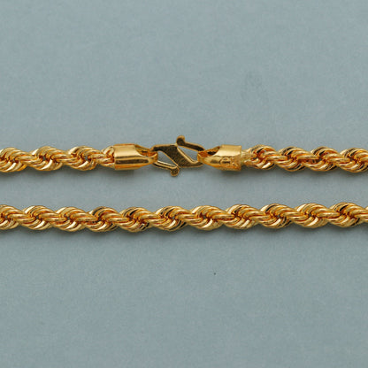 4mm Rope 22k Gold handmade Real Gold Indian Necklace Twisted Chain Jewelry