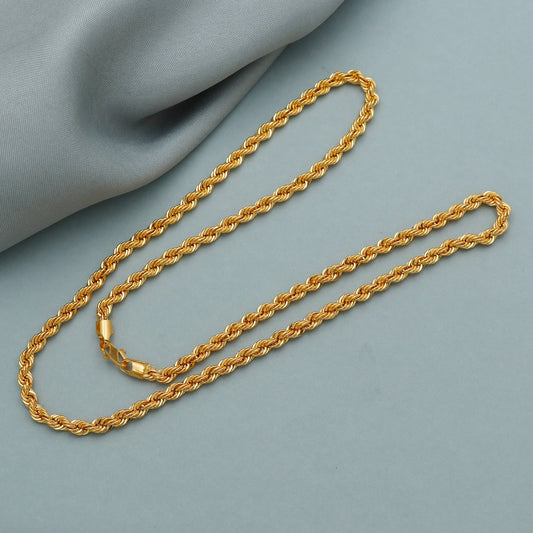 4mm Rope 22k Gold handmade Real Gold Indian Necklace Twisted Chain Jewelry