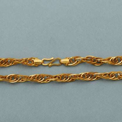 22k Yellow Gold Chain Necklace For men women Anniversary Wedding Gift, Indian Gold Handmade necklace Jewelry