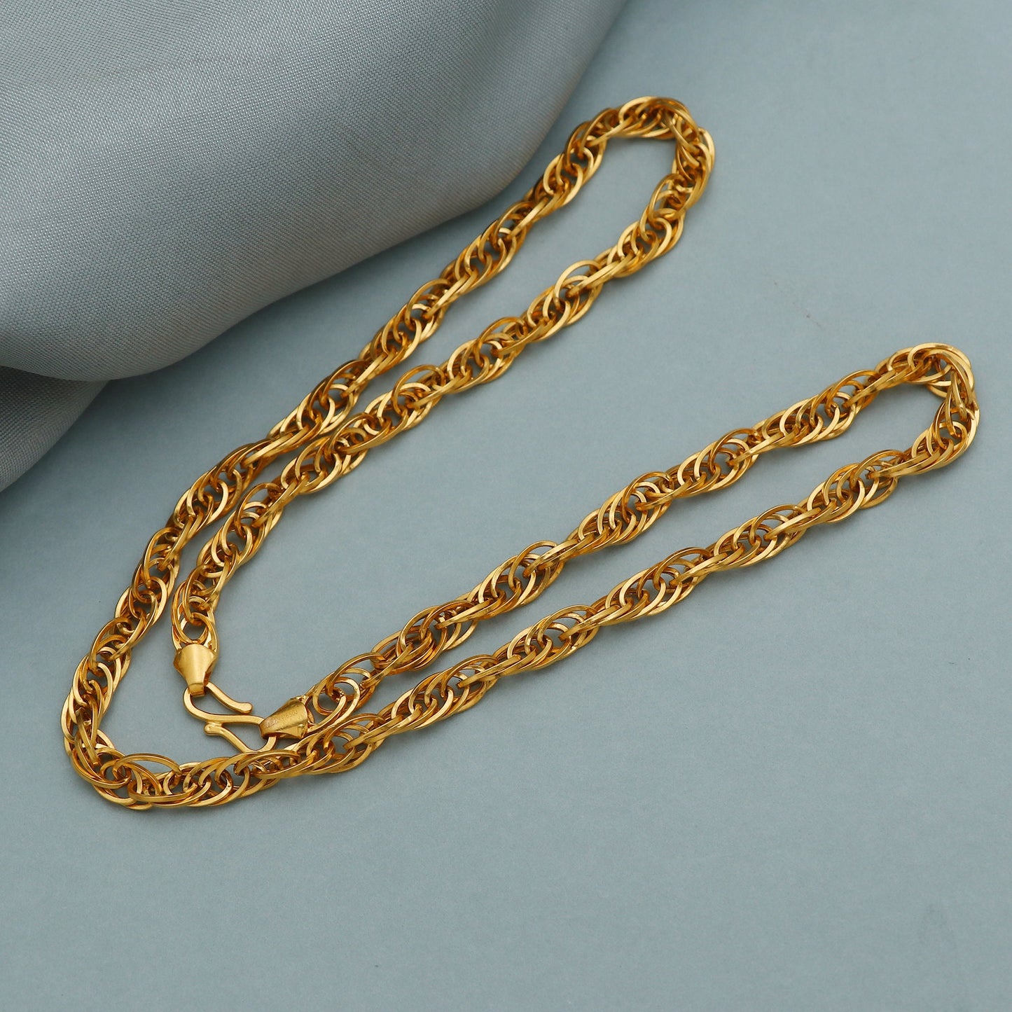 22k Yellow Gold Chain Necklace For men women Anniversary Wedding Gift, Indian Gold Handmade necklace Jewelry