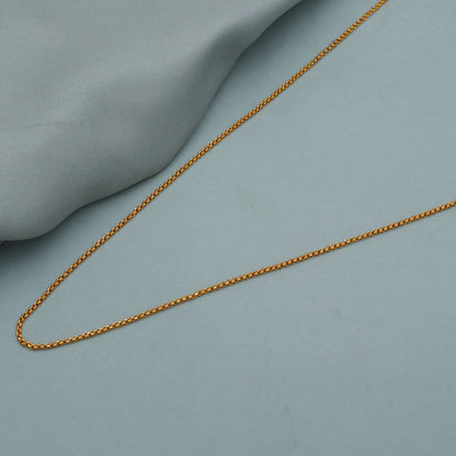 22k Yellow Gold Rolo Link Chain Necklace: Handmade Indian Jewelry