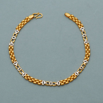 22k Gold Bracelet Chain Handmade Minimalist Yellow White Real 22kt Bracelet, classic design, link jewelry for gift