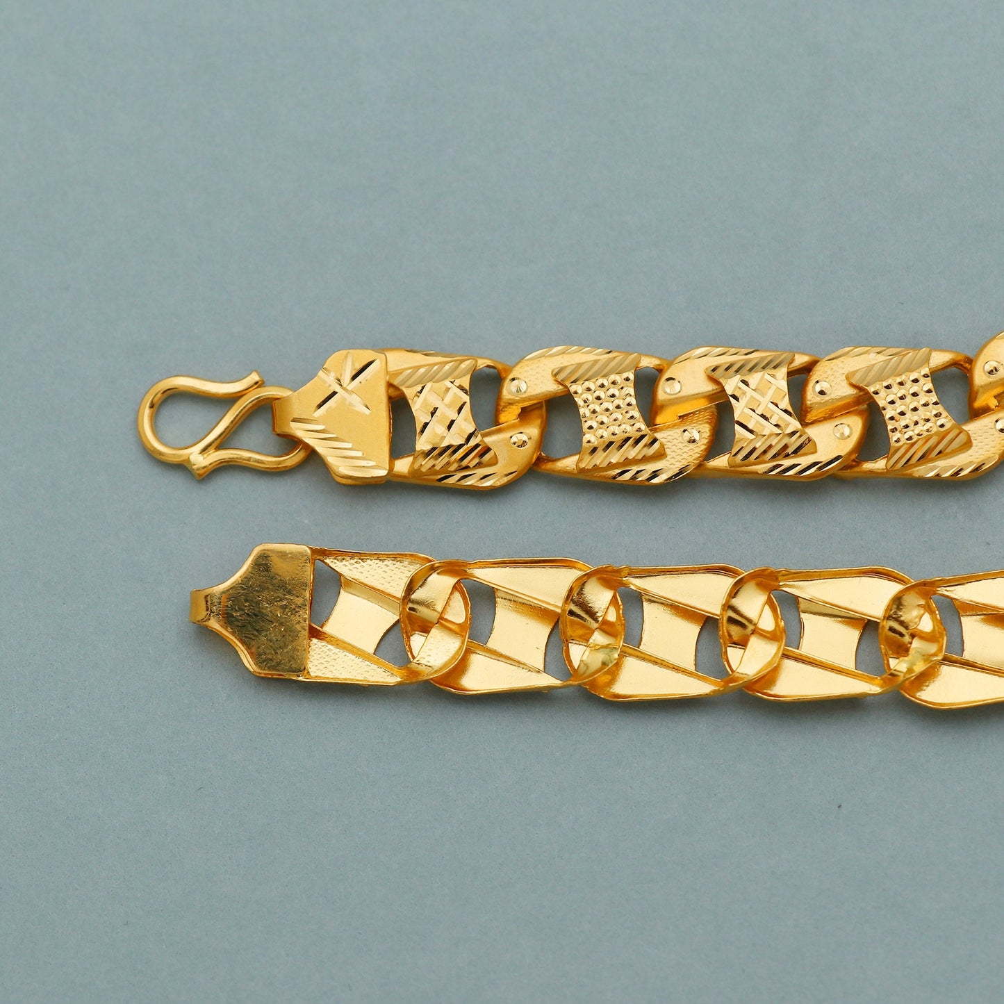 Handcrafted 22k Yellow Gold Bracelet, Stylish Design, Men's Jewelry