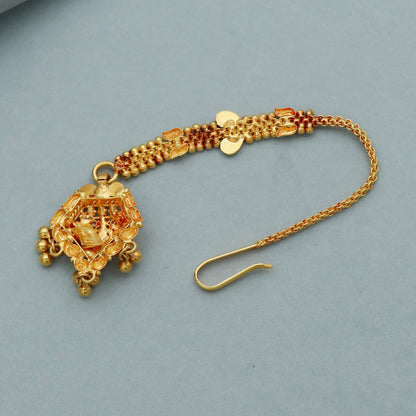 22k Yellow Gold Tikka Jewelry , Handmade design Indian gold Head Jewelry, Pure Gold Wedding Jewelry for gift