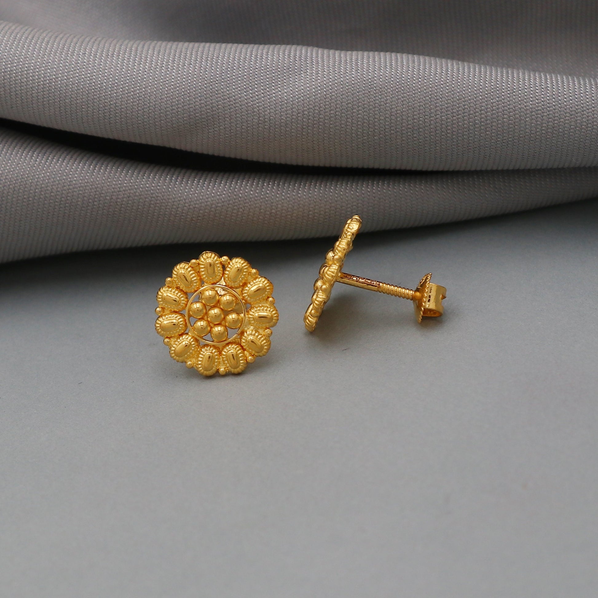 22 Carat Gold Small Tops Earrings 22k Yellow Gold Stud Earrings