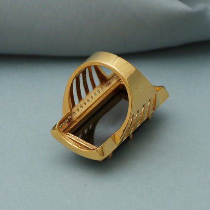 22k gold black onyx stone ring handmade jewelry for gift