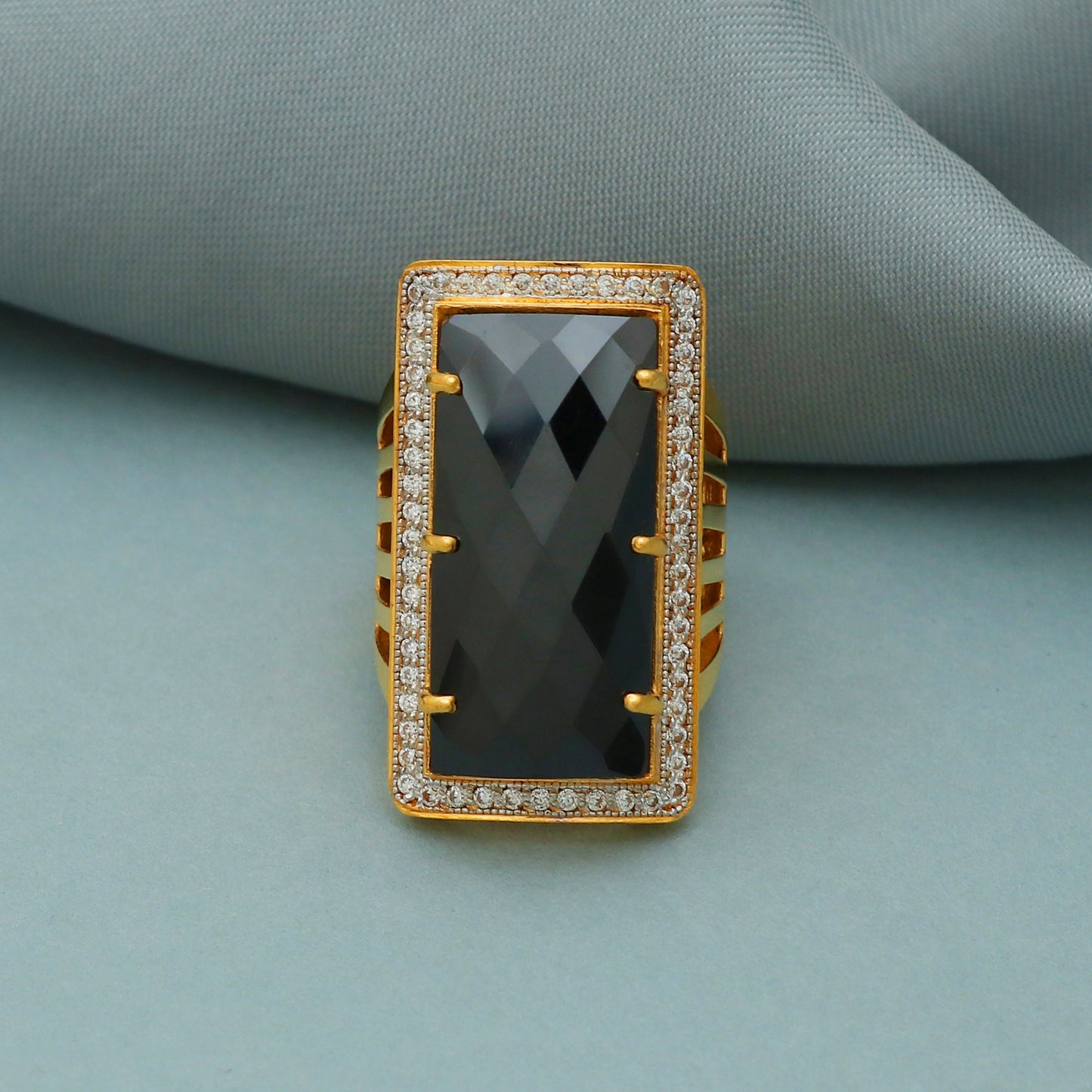 22k gold black onyx stone ring handmade jewelry for gift