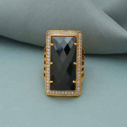 22k gold black onyx stone ring handmade jewelry for gift