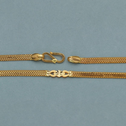 Handmade 22k Yellow Gold Box Chain Necklace, 3mm Indian Jewelry