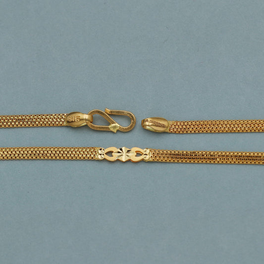 Handmade 22k Yellow Gold Box Chain Necklace, 3mm Indian Jewelry