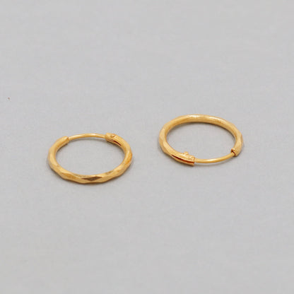 20k Yellow Gold Hoop Bali Earrings  Handmade  Yellow gold earrings for women, Valentine Day gift, diamond cut design indian gold earrings