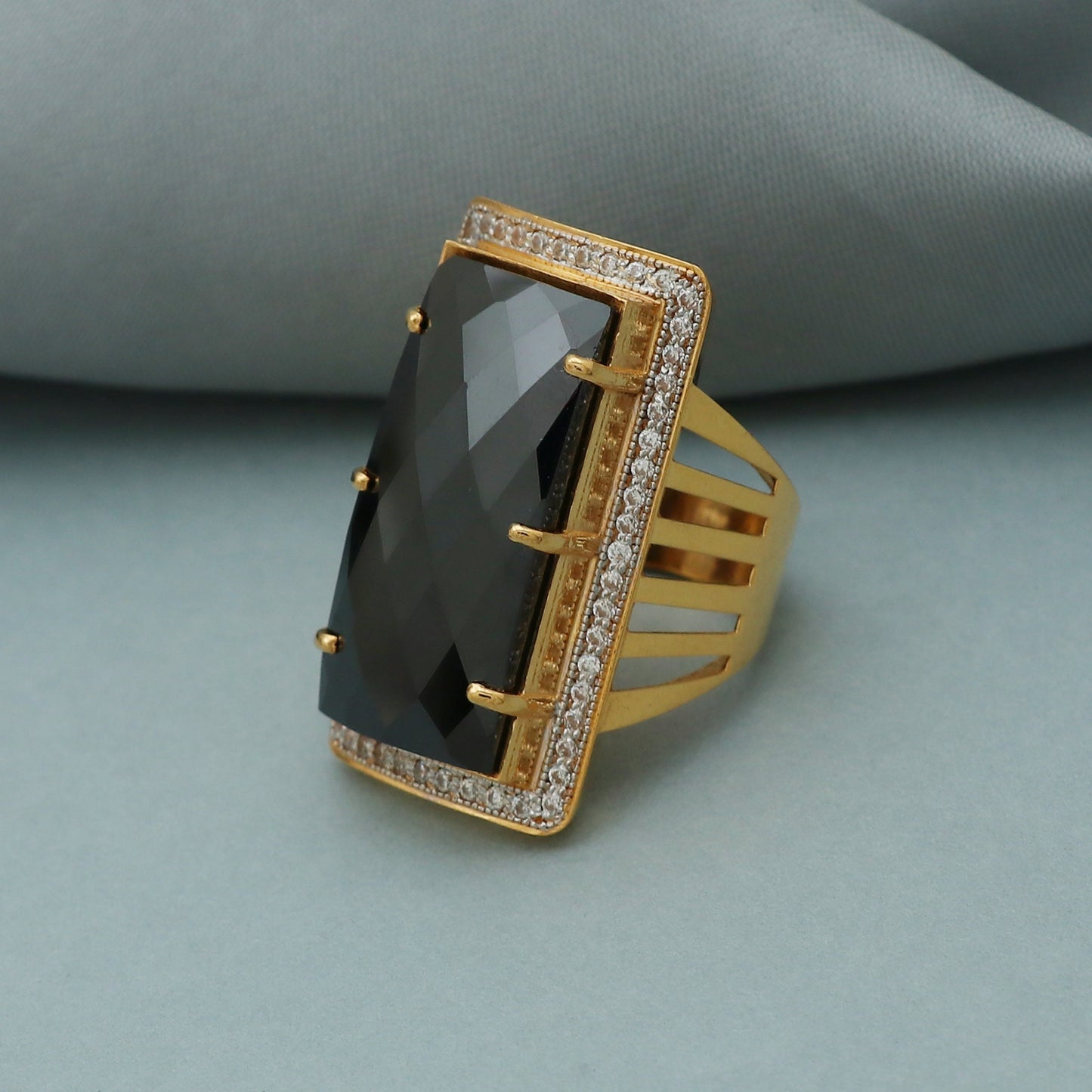 22k gold black onyx stone ring handmade jewelry for gift