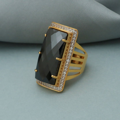22k gold black onyx stone ring handmade jewelry for gift