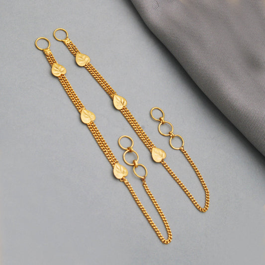 Ear chain 22k Yellow Gold Ear chain for Earrings, 22k gold kaan chain, kanoti gold, handmade jewellery,K3561