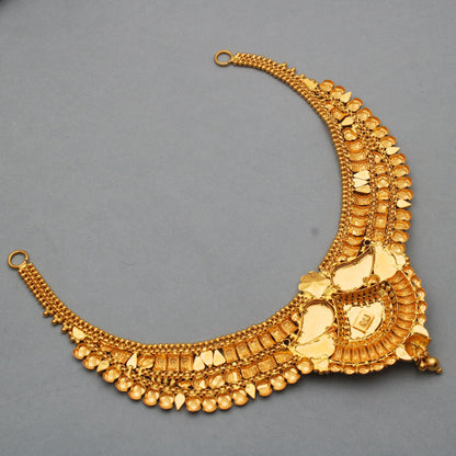22kt Wedding Pure Gold Necklace Indian Jewelry, 22k Yellow Gold Necklace Designer Handmade Jewelry, Artisan Jewelry
