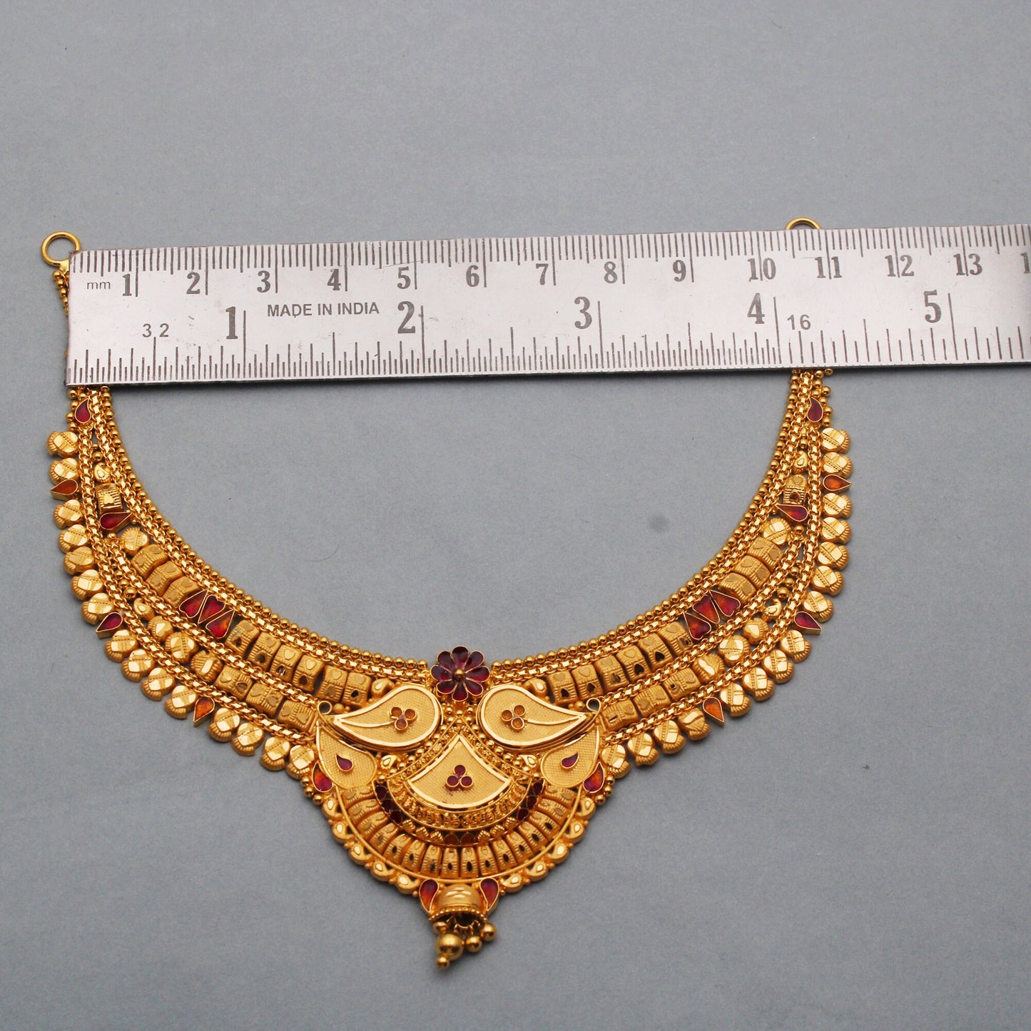 22kt Wedding Pure Gold Necklace Indian Jewelry, 22k Yellow Gold Necklace Designer Handmade Jewelry, Artisan Jewelry