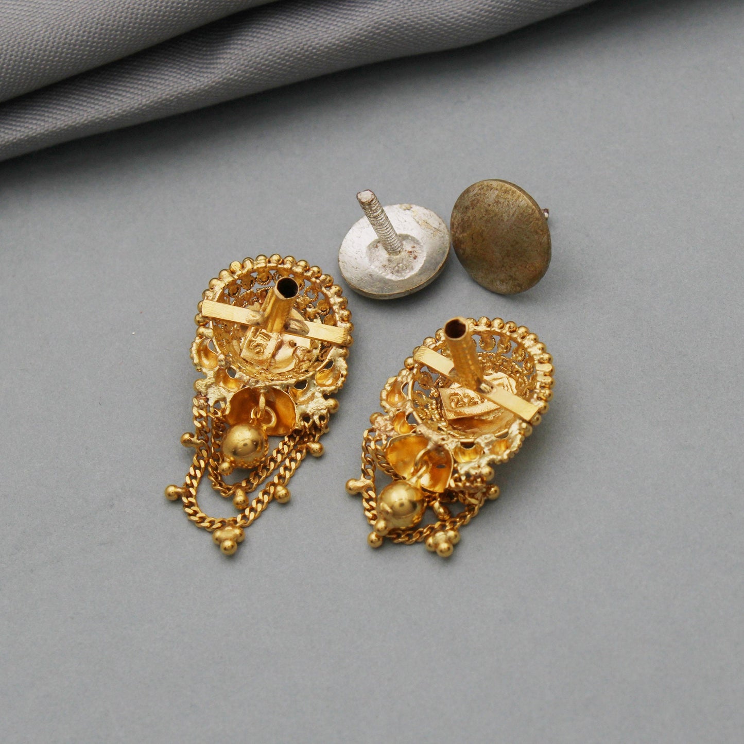 22k Yellow Gold Dangle Earrings, Handmade Yellow gold earrings for women, vintage antique design indian gold earring jewelry, earrings Gift
