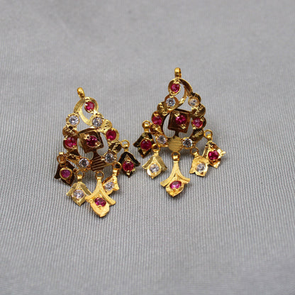 22k Yellow Gold earrings women indian Jewelry, K3666