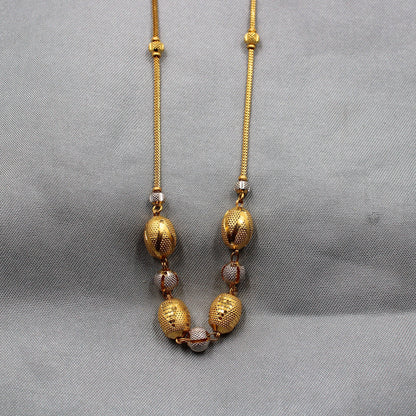 Pure 22k Yellow Gold Chain Necklace For women Anniversary Wedding Gift , Indian Gold Handmade necklace Jewelry, big gold beads dholki style