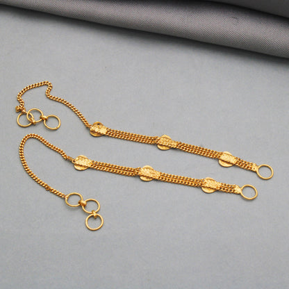 Ear chain 22k Yellow Gold Ear chain for Earrings, 22k gold kaan chain, kanoti gold, handmade jewellery,K3561
