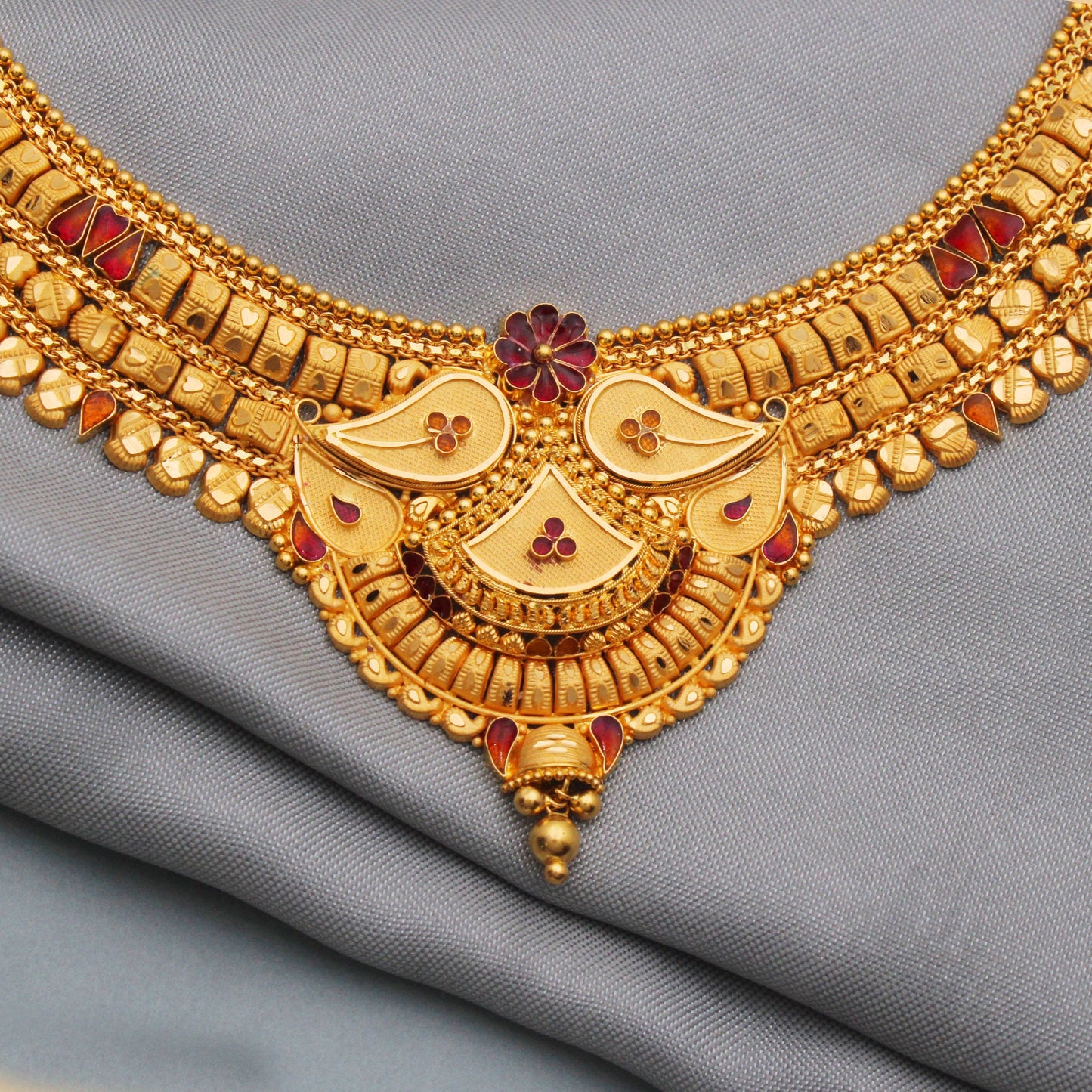 22kt Wedding Pure Gold Necklace Indian Jewelry, 22k Yellow Gold Necklace Designer Handmade Jewelry, Artisan Jewelry